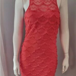 Guess Coral Sheath Mini Dress Halter Sleeveless